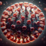 un corona-virus visto al microscopio