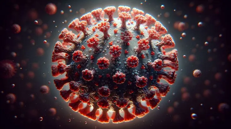 un corona-virus visto al microscopio