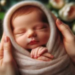 un neonato in fasce tra le mani della madre